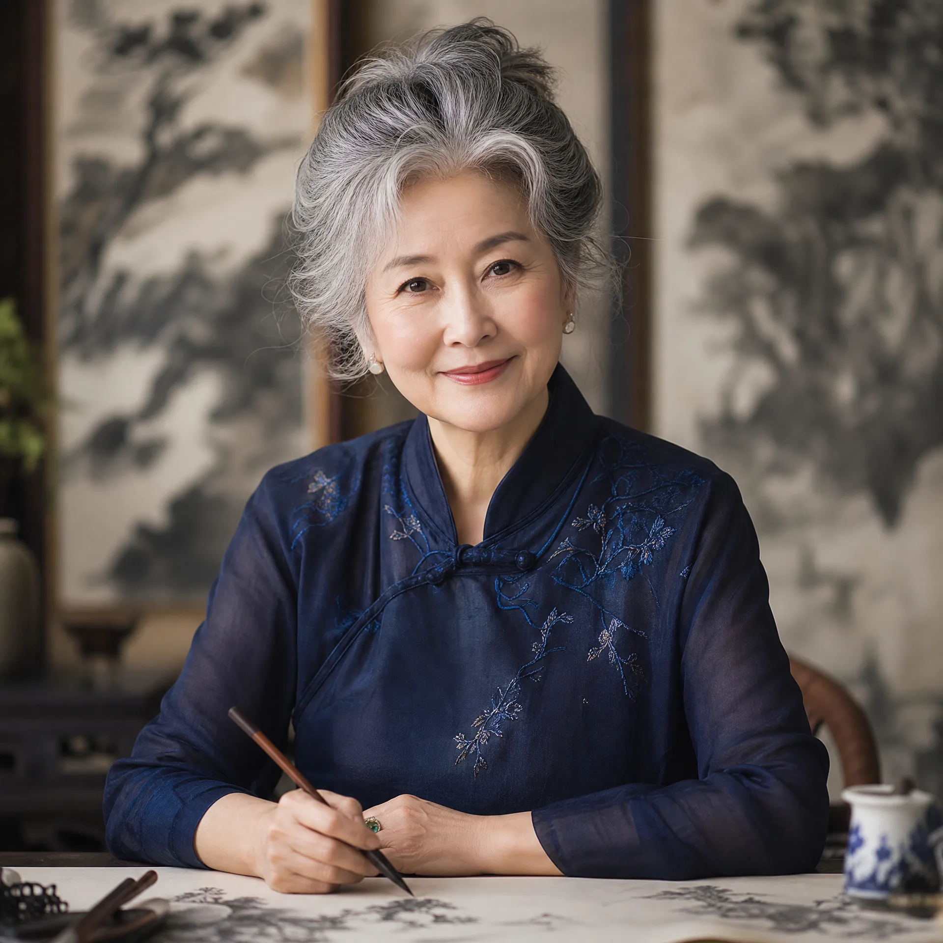 国画名家女评委肖像